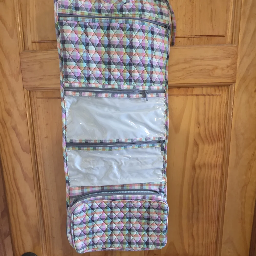 Vera Bradley Quilted Pastel Plaid Cosmetic Bag